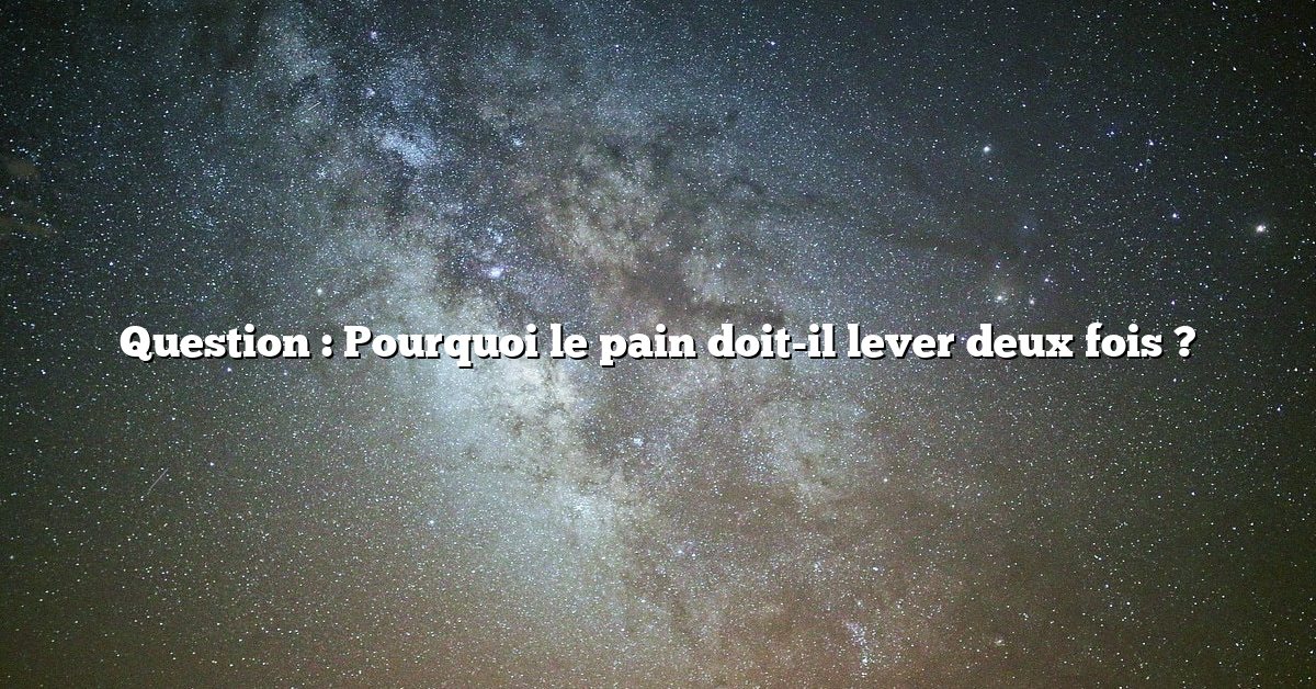 Question : Pourquoi le pain doit-il lever deux fois ?